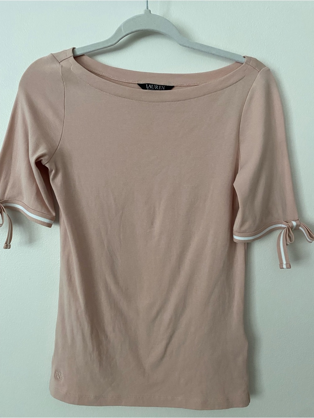 Ralph Lauren Blush Pink Tie-Sleeve Short Sleeve Tee